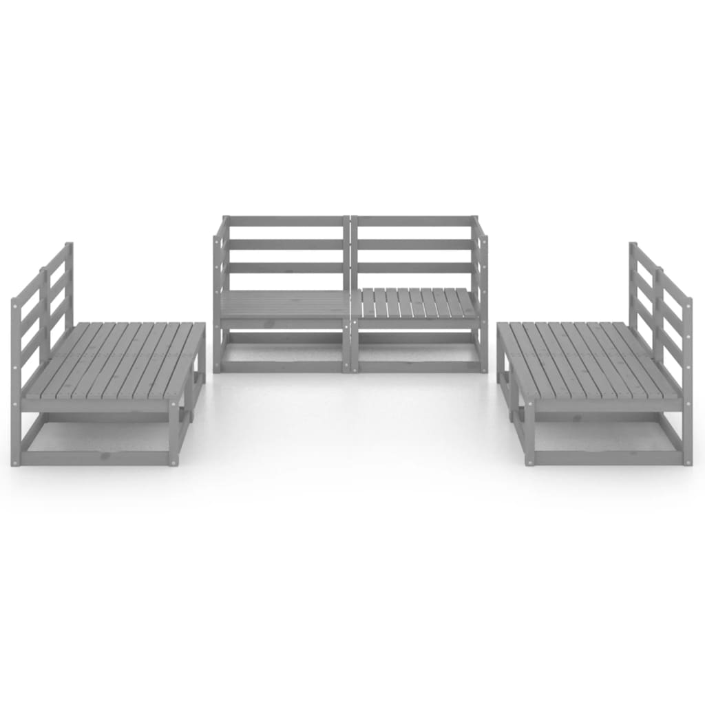 6-delige Loungeset massief grenenhout grijs is nu te koop bij PeponiXL, paradijselijk wonen!