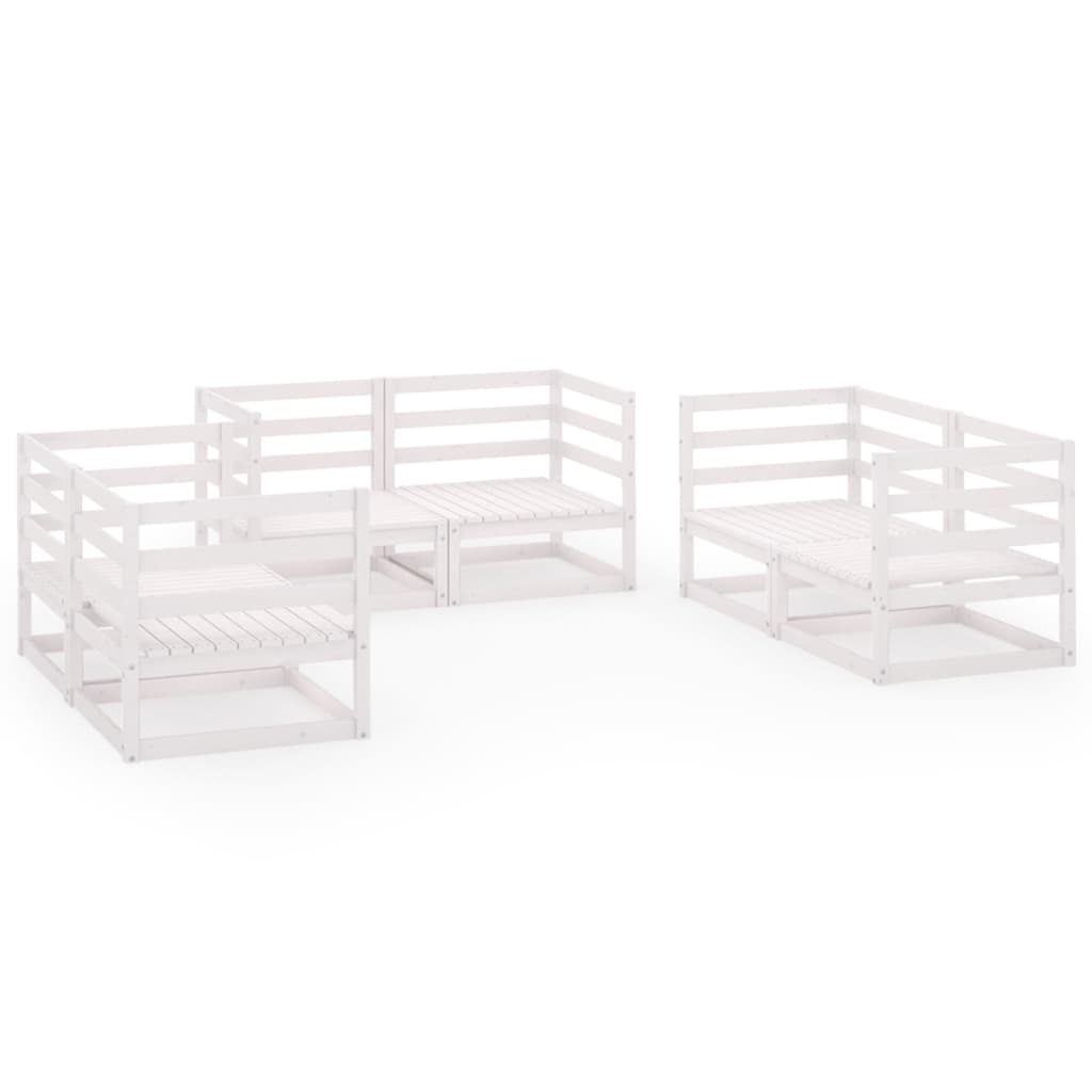 6-delige Loungeset massief grenenhout wit is nu te koop bij PeponiXL, paradijselijk wonen!