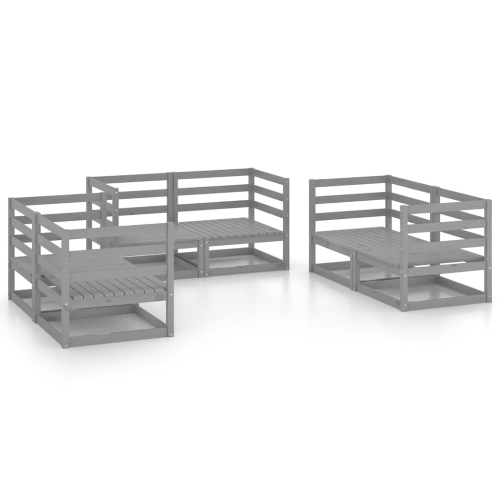 6-delige Loungeset massief grenenhout grijs is nu te koop bij PeponiXL, paradijselijk wonen!
