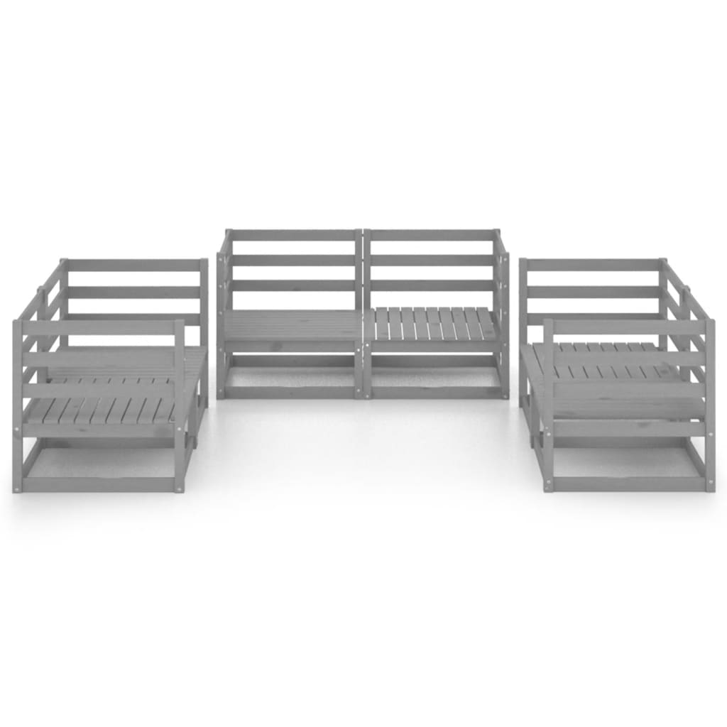6-delige Loungeset massief grenenhout grijs is nu te koop bij PeponiXL, paradijselijk wonen!