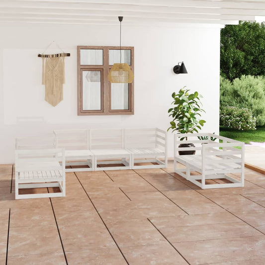 7-delige Loungeset massief grenenhout wit is nu te koop bij PeponiXL, paradijselijk wonen!