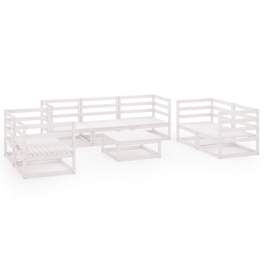 8-delige Loungeset massief grenenhout wit is nu te koop bij PeponiXL, paradijselijk wonen!