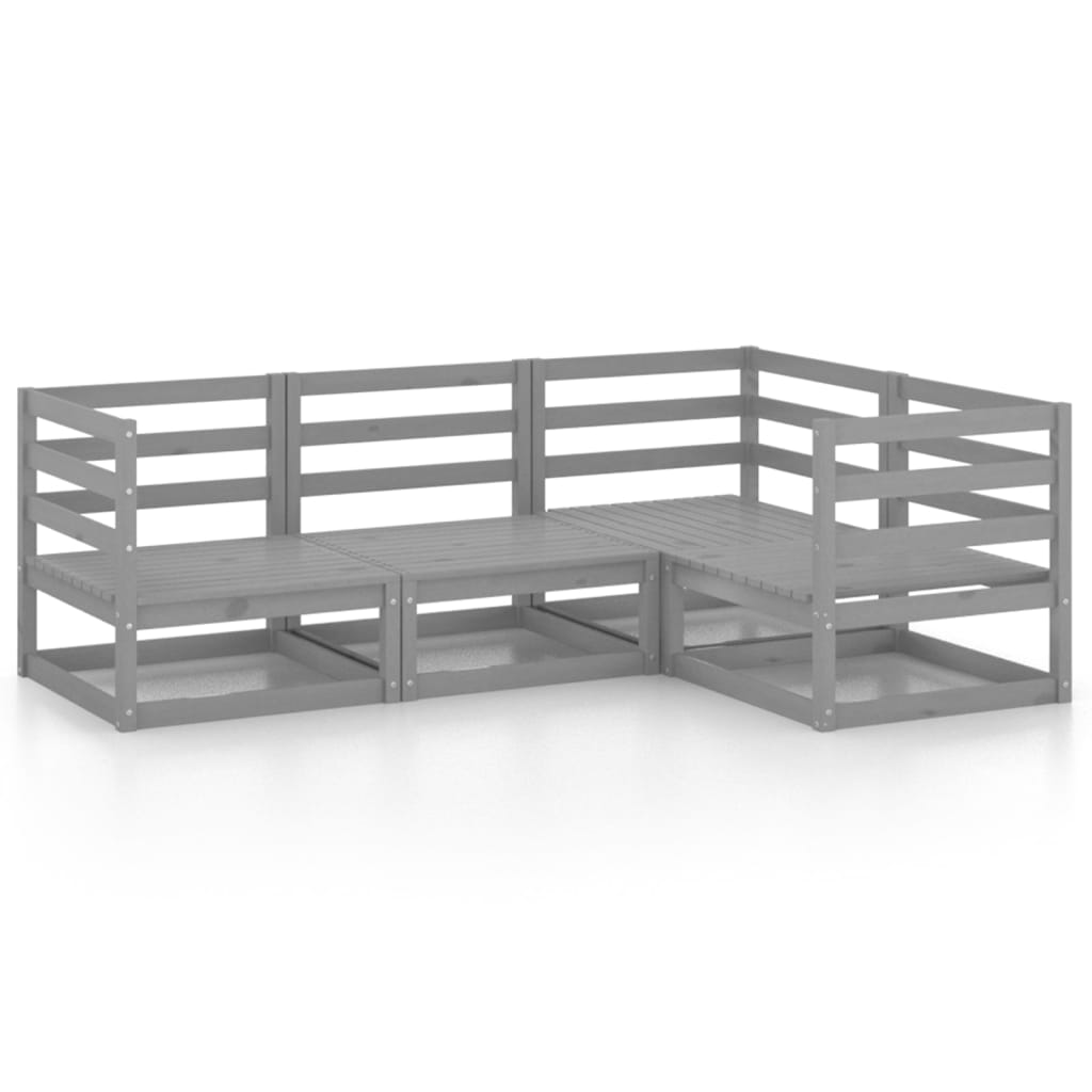 4-delige Loungeset massief grenenhout grijs is nu te koop bij PeponiXL, paradijselijk wonen!