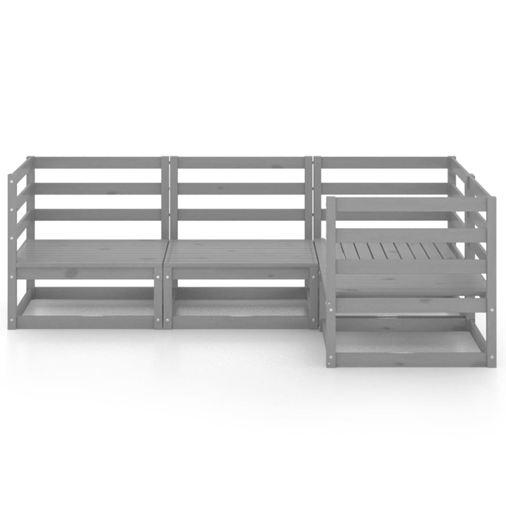 4-delige Loungeset massief grenenhout grijs is nu te koop bij PeponiXL, paradijselijk wonen!