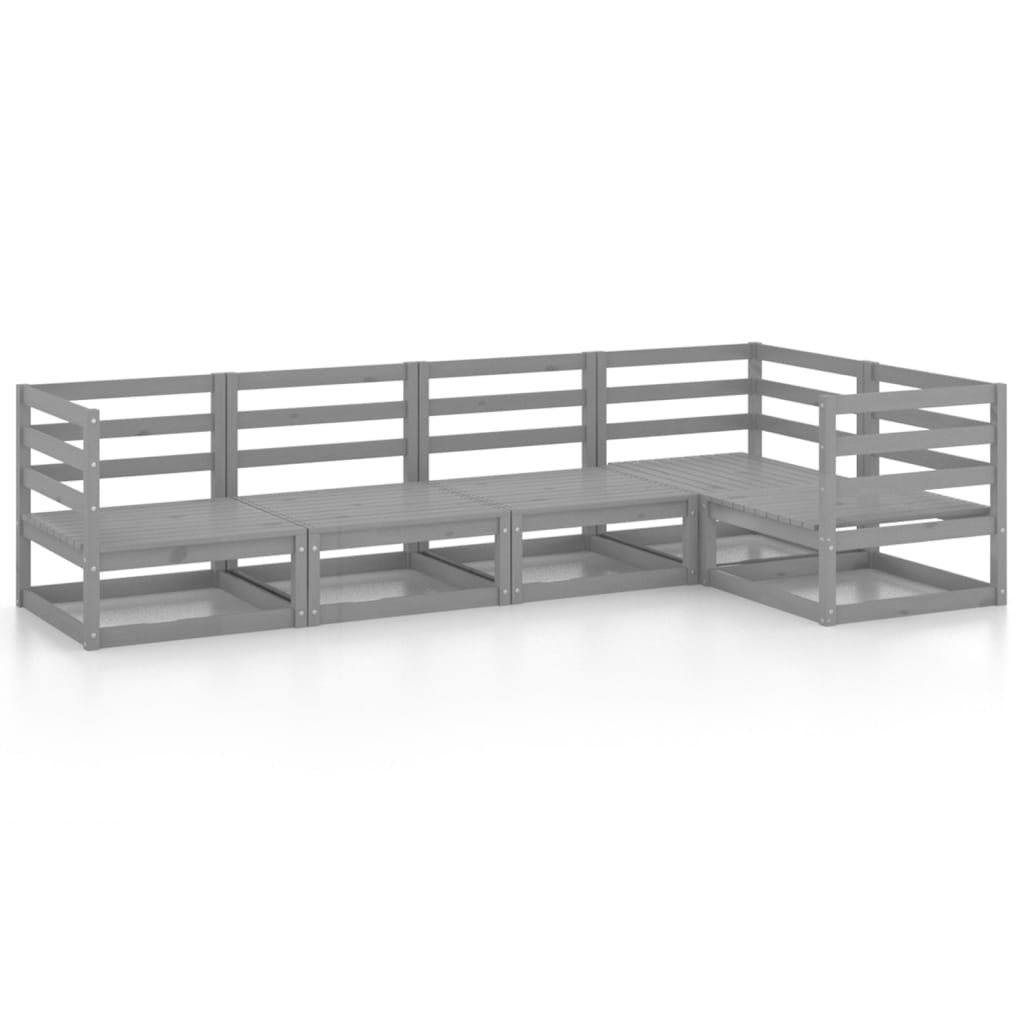 5-delige Loungeset massief grenenhout grijs is nu te koop bij PeponiXL, paradijselijk wonen!