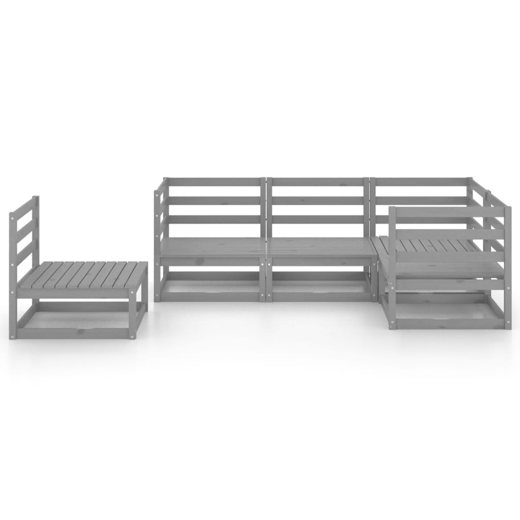 5-delige Loungeset massief grenenhout grijs is nu te koop bij PeponiXL, paradijselijk wonen!