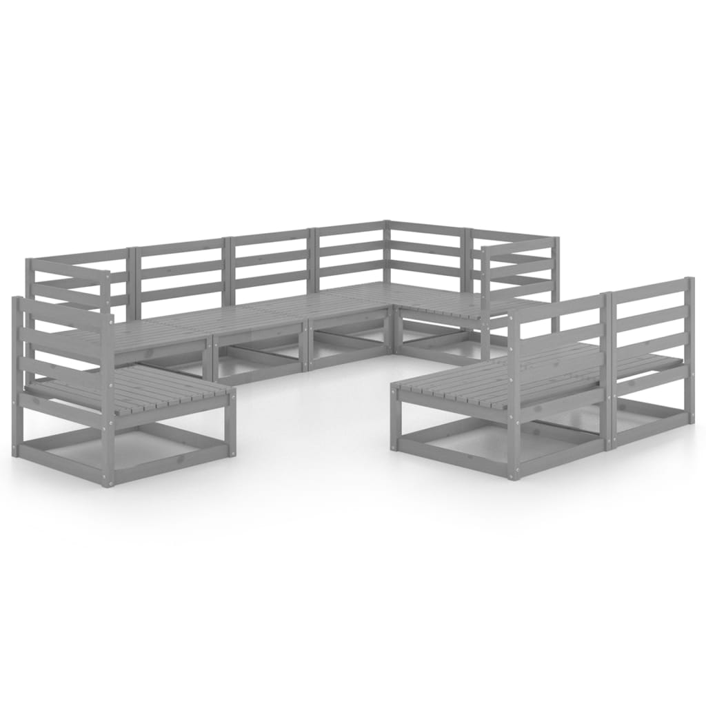 8-delige Loungeset massief grenenhout grijs is nu te koop bij PeponiXL, paradijselijk wonen!