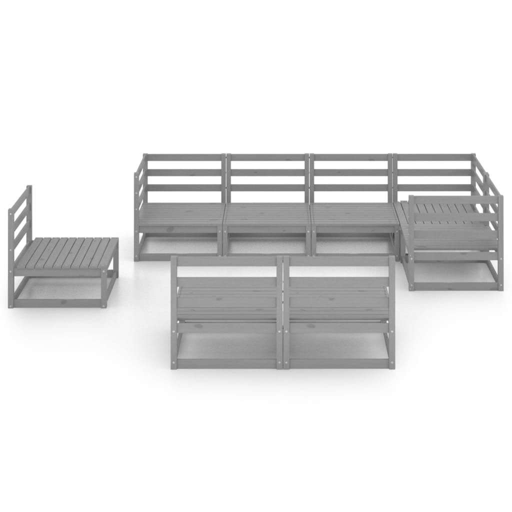 8-delige Loungeset massief grenenhout grijs is nu te koop bij PeponiXL, paradijselijk wonen!