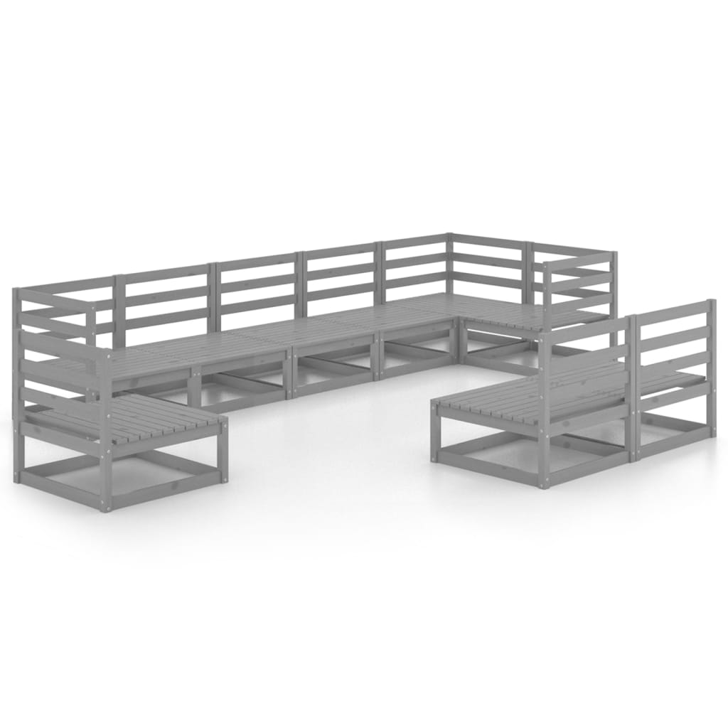 9-delige Loungeset massief grenenhout grijs is nu te koop bij PeponiXL, paradijselijk wonen!