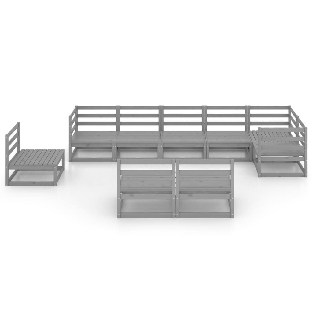 9-delige Loungeset massief grenenhout grijs is nu te koop bij PeponiXL, paradijselijk wonen!