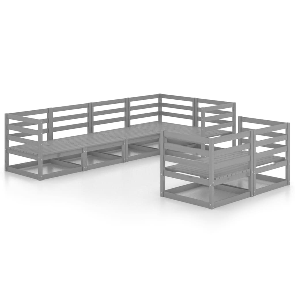 7-delige Loungeset massief grenenhout grijs is nu te koop bij PeponiXL, paradijselijk wonen!