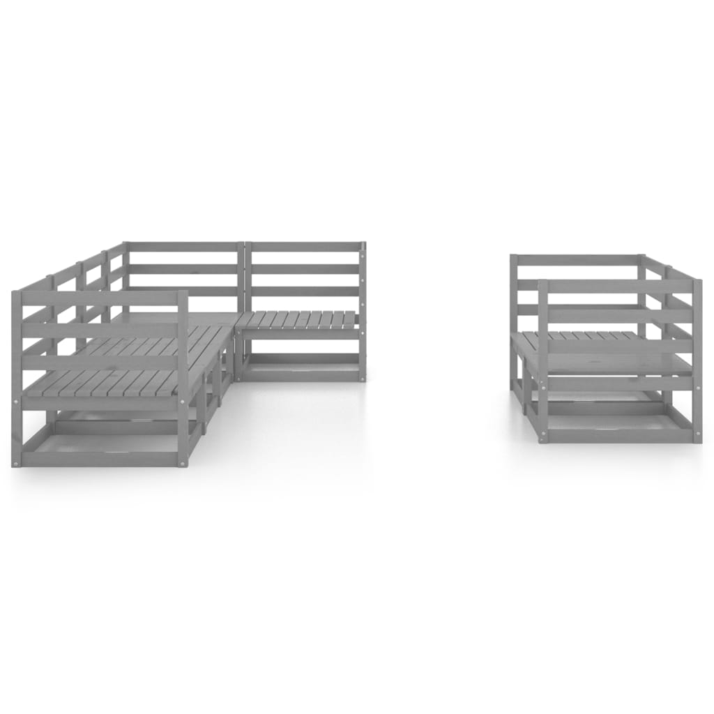 7-delige Loungeset massief grenenhout grijs is nu te koop bij PeponiXL, paradijselijk wonen!