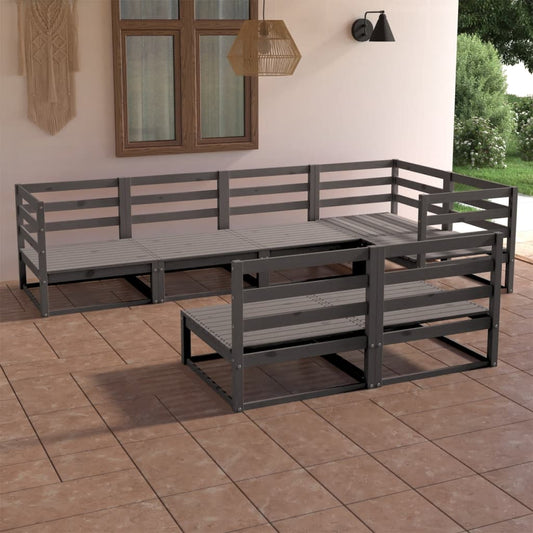 7-delige Loungeset massief grenenhout grijs is nu te koop bij PeponiXL, paradijselijk wonen!
