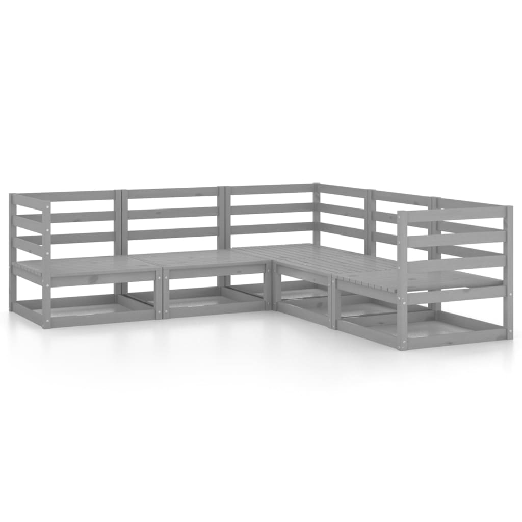 5-delige Loungeset massief grenenhout grijs is nu te koop bij PeponiXL, paradijselijk wonen!