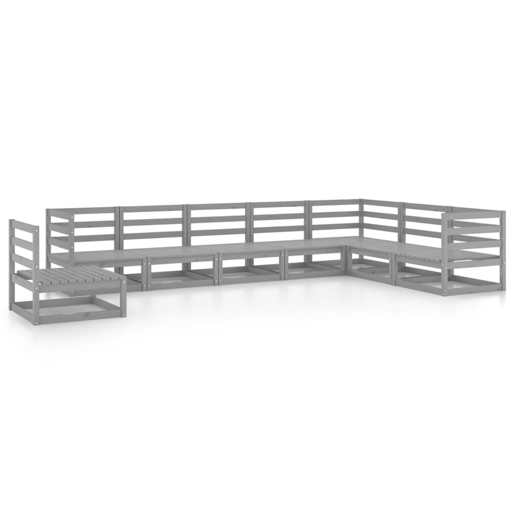 8-delige Loungeset massief grenenhout grijs is nu te koop bij PeponiXL, paradijselijk wonen!