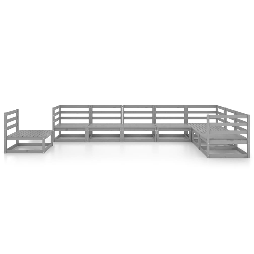 8-delige Loungeset massief grenenhout grijs is nu te koop bij PeponiXL, paradijselijk wonen!