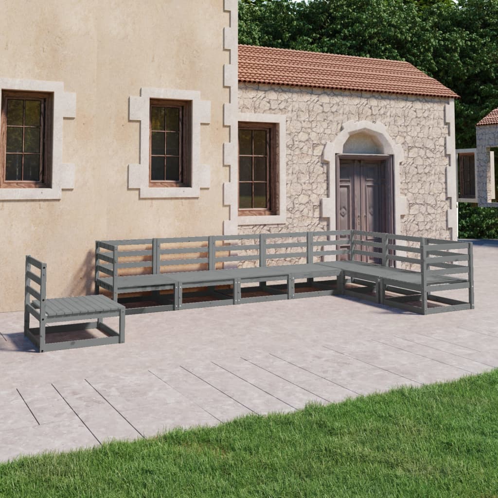 8-delige Loungeset massief grenenhout grijs is nu te koop bij PeponiXL, paradijselijk wonen!