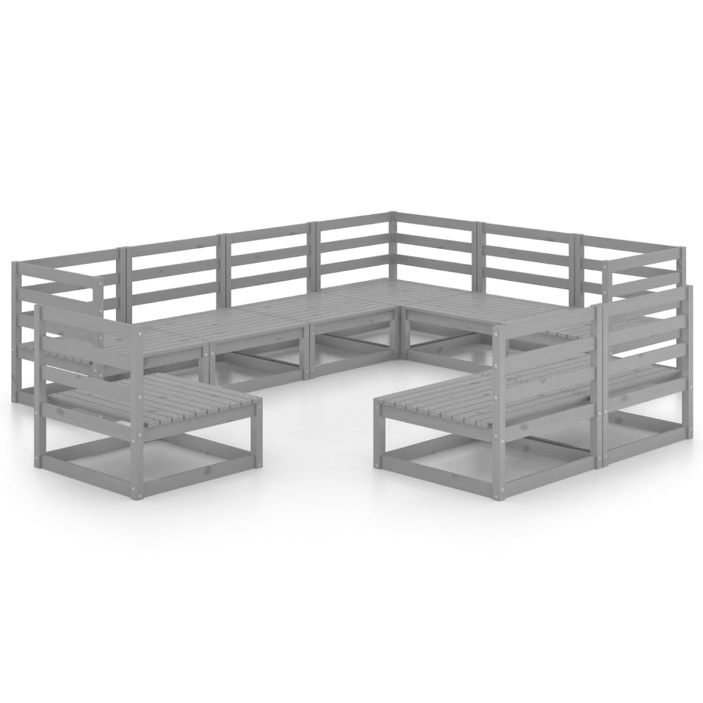 9-delige Loungeset massief grenenhout grijs is nu te koop bij PeponiXL, paradijselijk wonen!