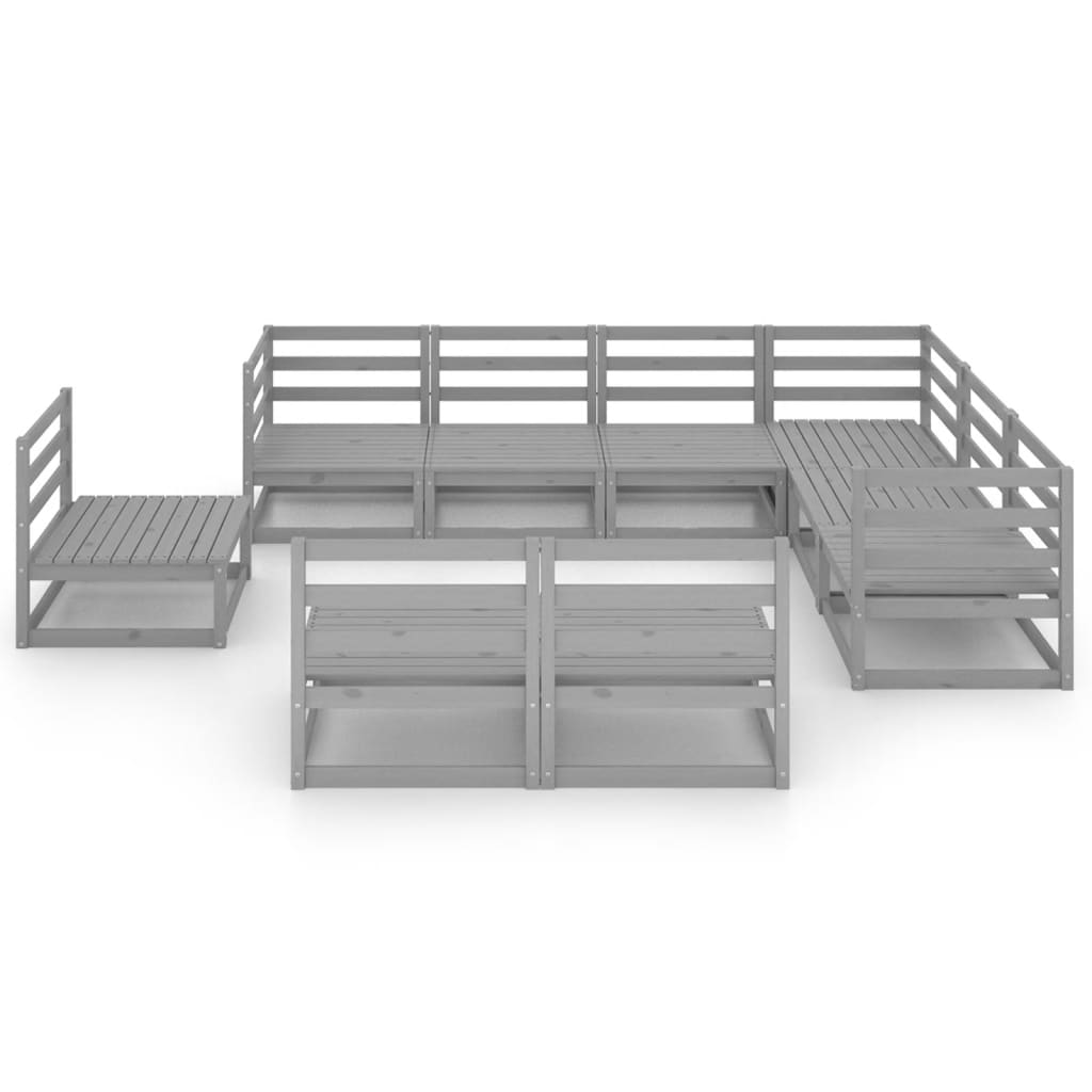 9-delige Loungeset massief grenenhout grijs is nu te koop bij PeponiXL, paradijselijk wonen!