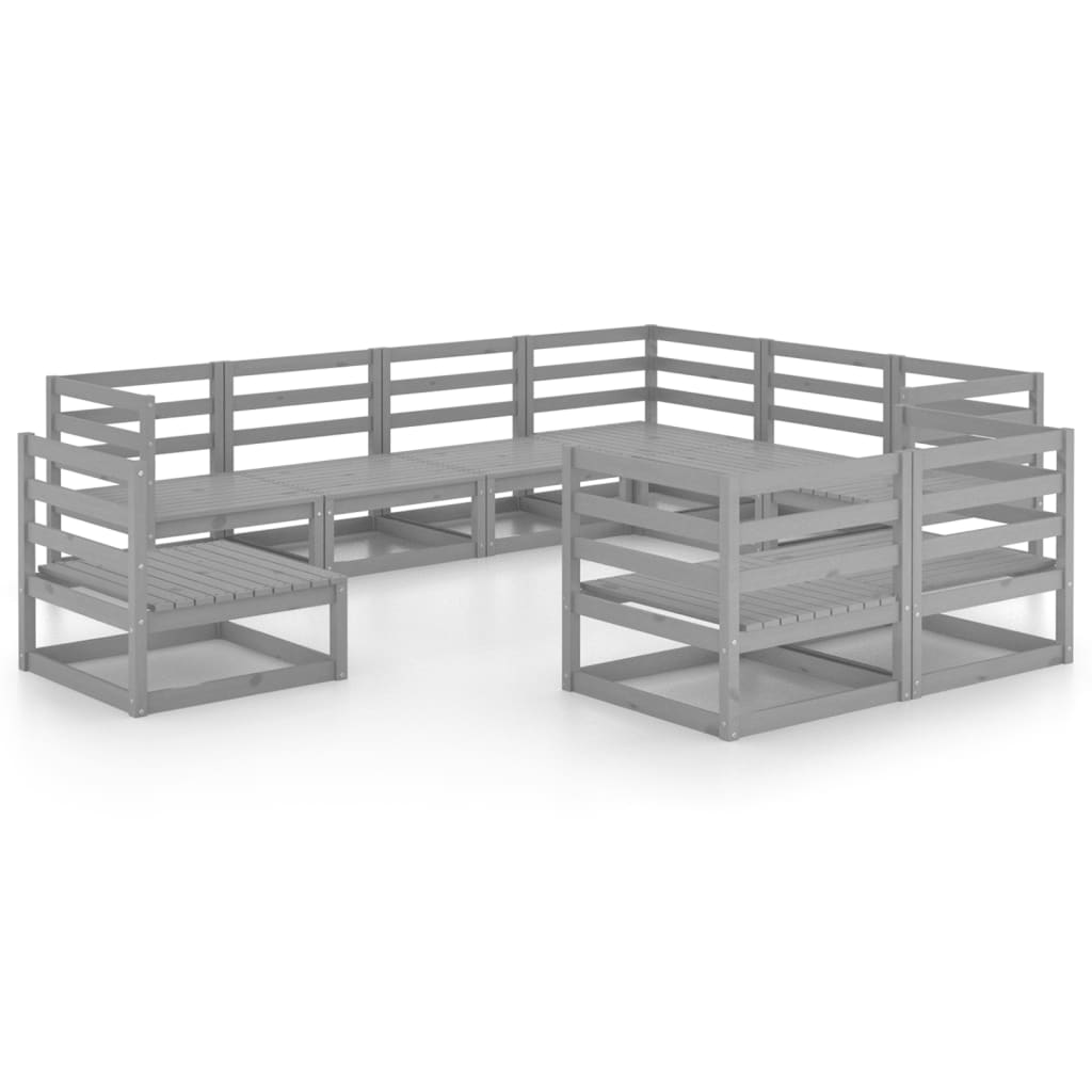9-delige Loungeset massief grenenhout grijs is nu te koop bij PeponiXL, paradijselijk wonen!