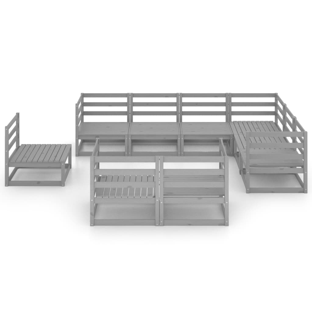 9-delige Loungeset massief grenenhout grijs is nu te koop bij PeponiXL, paradijselijk wonen!
