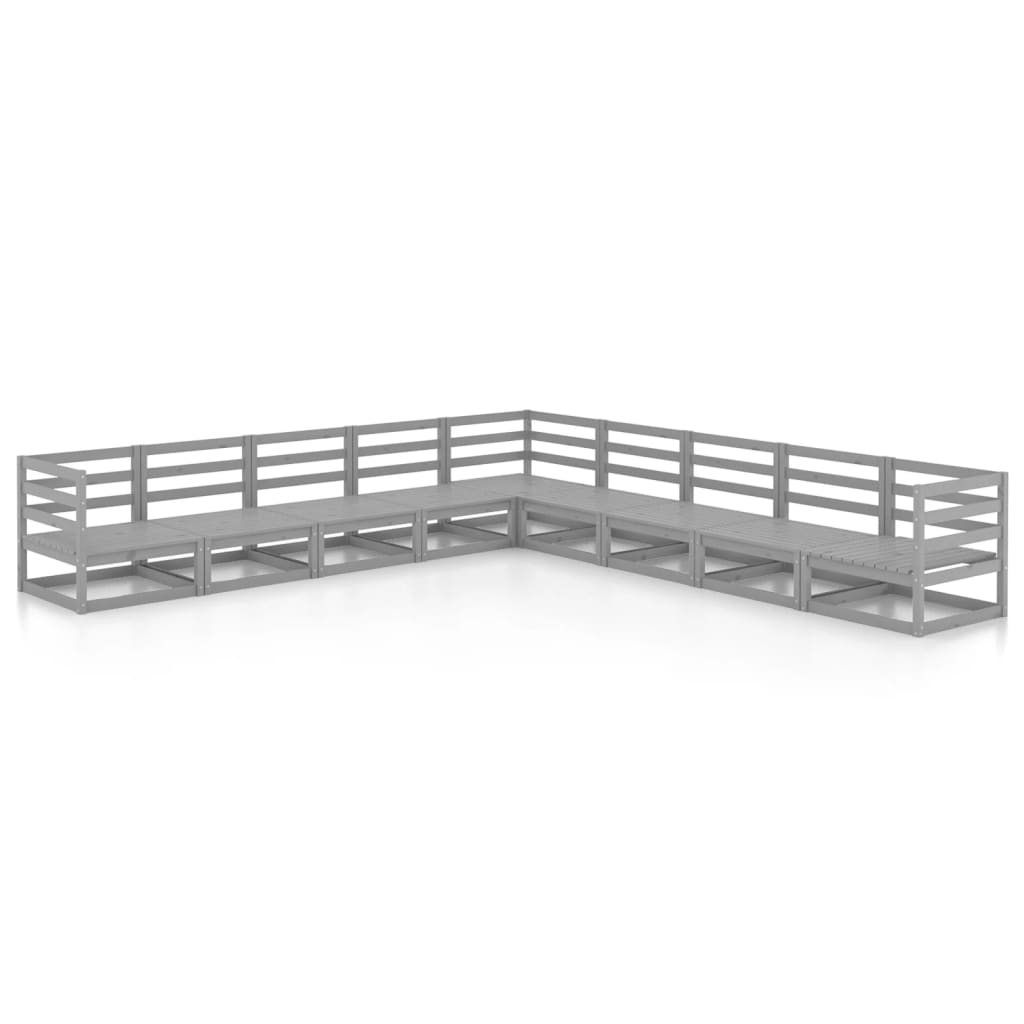 9-delige Loungeset massief grenenhout grijs is nu te koop bij PeponiXL, paradijselijk wonen!