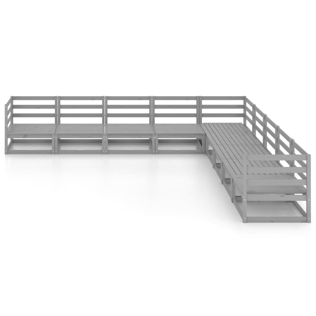 9-delige Loungeset massief grenenhout grijs is nu te koop bij PeponiXL, paradijselijk wonen!