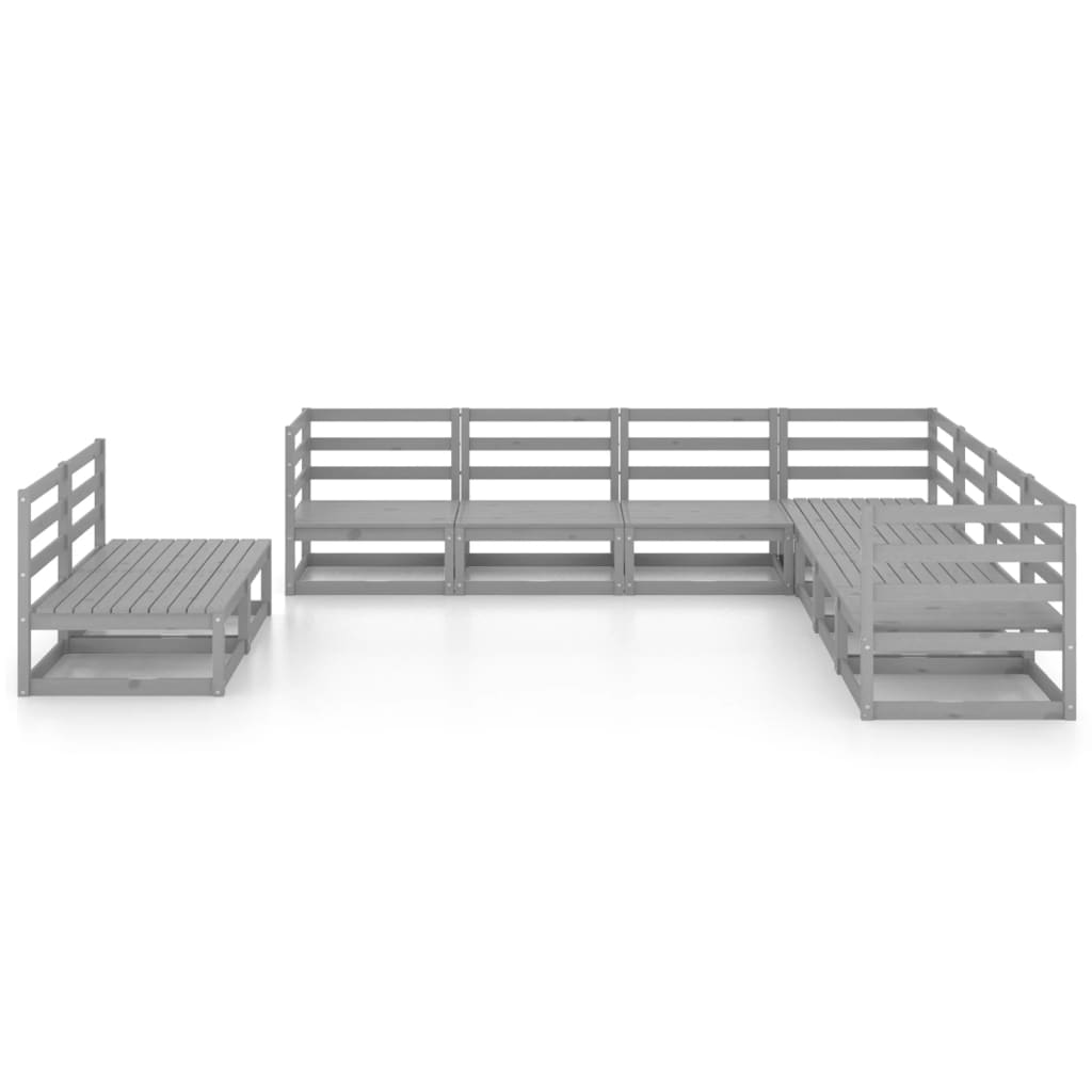 9-delige Loungeset massief grenenhout grijs is nu te koop bij PeponiXL, paradijselijk wonen!