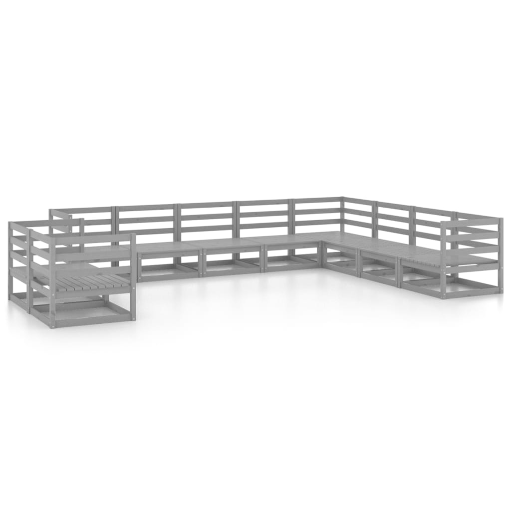 10-delige Loungeset massief grenenhout grijs is nu te koop bij PeponiXL, paradijselijk wonen!