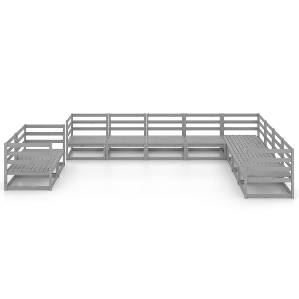 10-delige Loungeset massief grenenhout grijs is nu te koop bij PeponiXL, paradijselijk wonen!
