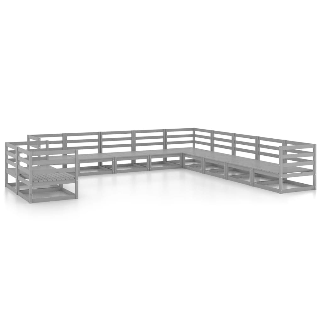 11-delige Loungeset massief grenenhout grijs is nu te koop bij PeponiXL, paradijselijk wonen!