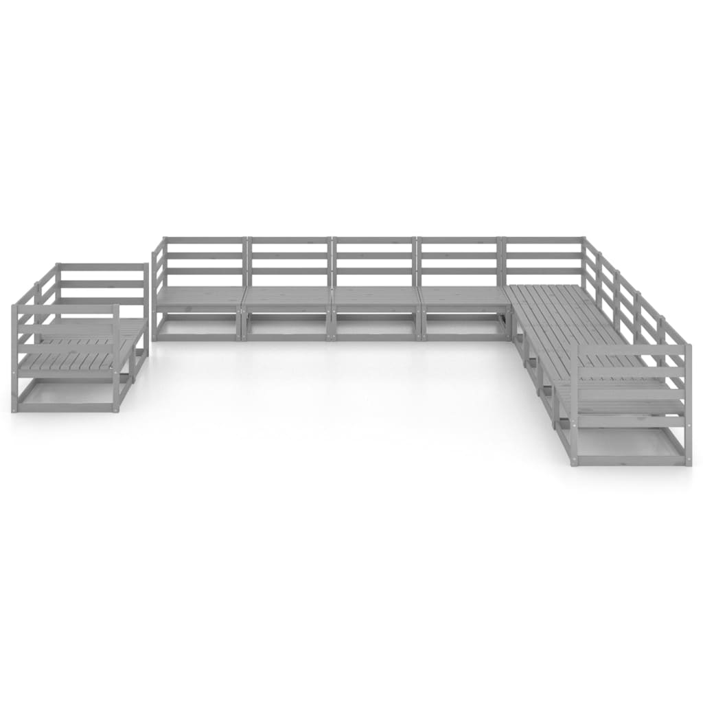 11-delige Loungeset massief grenenhout grijs is nu te koop bij PeponiXL, paradijselijk wonen!