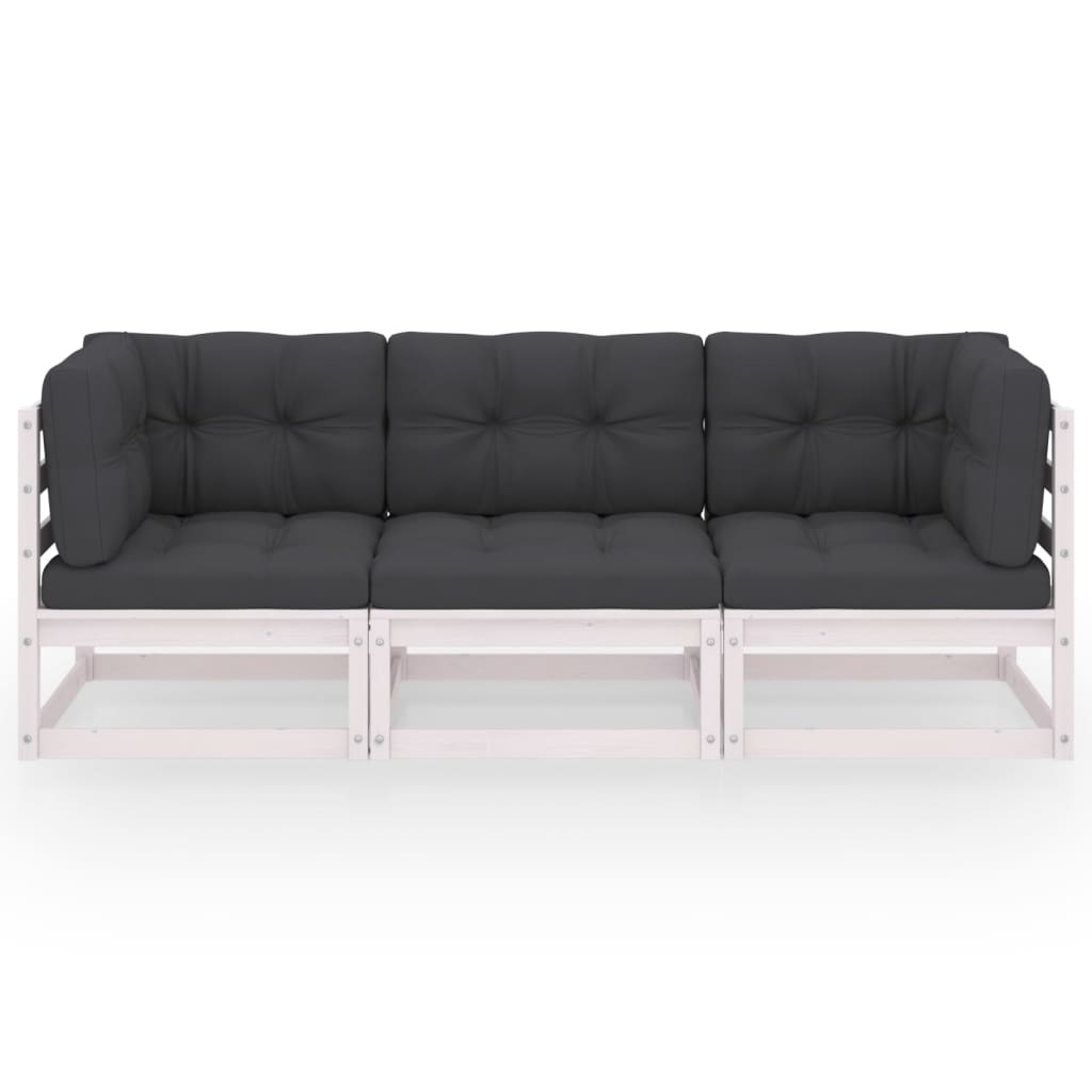 Tuinbank 3-zits met kussens massief grenenhout is nu te koop bij PeponiXL, paradijselijk wonen!