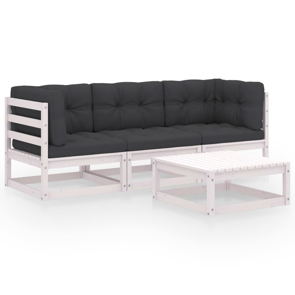 4-delige Loungeset met kussens massief grenenhout is nu te koop bij PeponiXL, paradijselijk wonen!