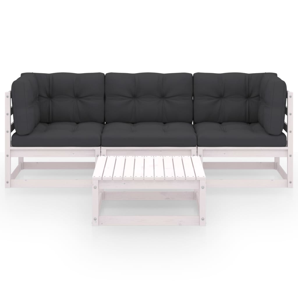 4-delige Loungeset met kussens massief grenenhout is nu te koop bij PeponiXL, paradijselijk wonen!