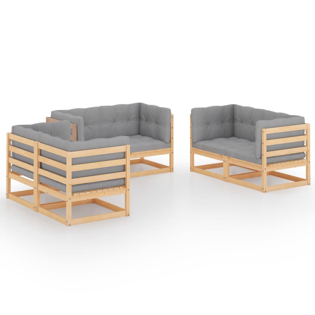 6-delige Loungeset met kussens massief grenenhout is nu te koop bij PeponiXL, paradijselijk wonen!