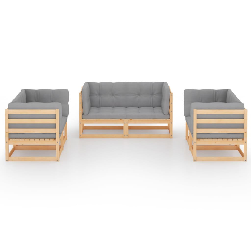 6-delige Loungeset met kussens massief grenenhout is nu te koop bij PeponiXL, paradijselijk wonen!