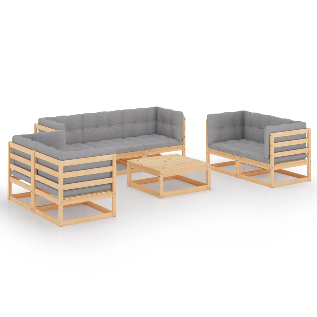8-delige Loungeset met kussens massief grenenhout is nu te koop bij PeponiXL, paradijselijk wonen!