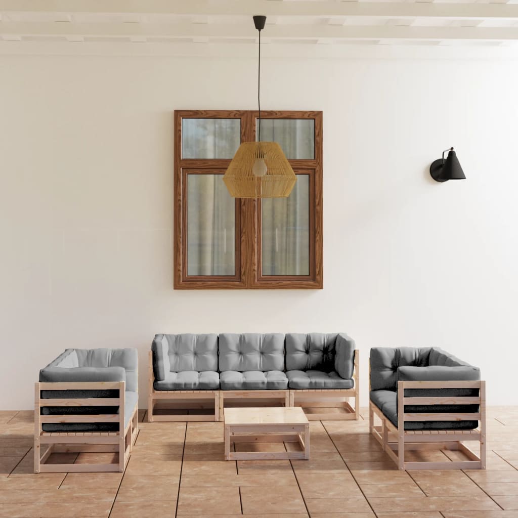 8-delige Loungeset met kussens massief grenenhout is nu te koop bij PeponiXL, paradijselijk wonen!