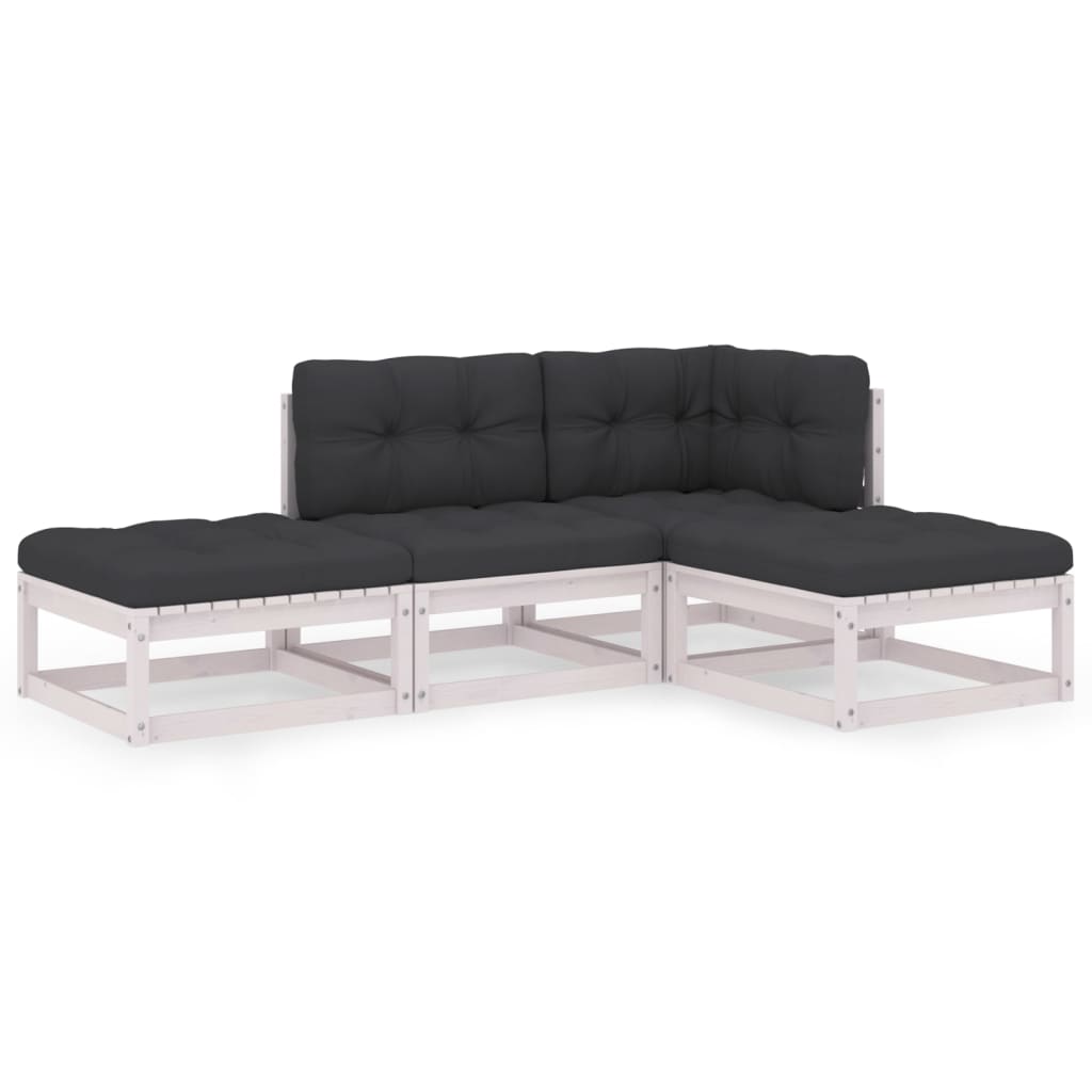 4-delige Loungeset met kussens massief grenenhout is nu te koop bij PeponiXL, paradijselijk wonen!