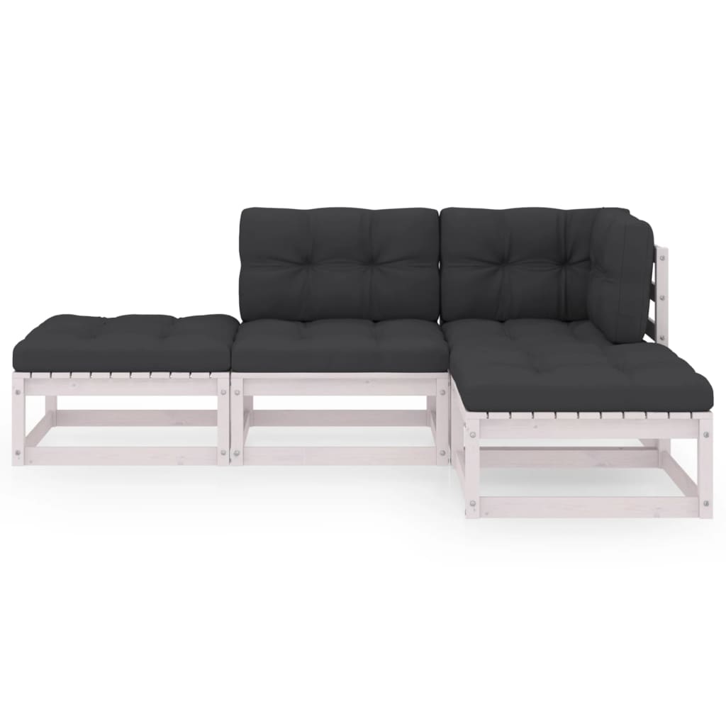 4-delige Loungeset met kussens massief grenenhout is nu te koop bij PeponiXL, paradijselijk wonen!