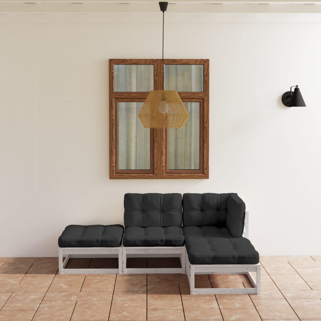 4-delige Loungeset met kussens massief grenenhout is nu te koop bij PeponiXL, paradijselijk wonen!