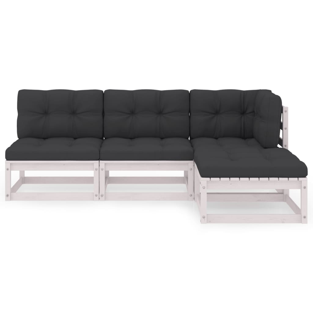 4-delige Loungeset met kussens massief grenenhout is nu te koop bij PeponiXL, paradijselijk wonen!