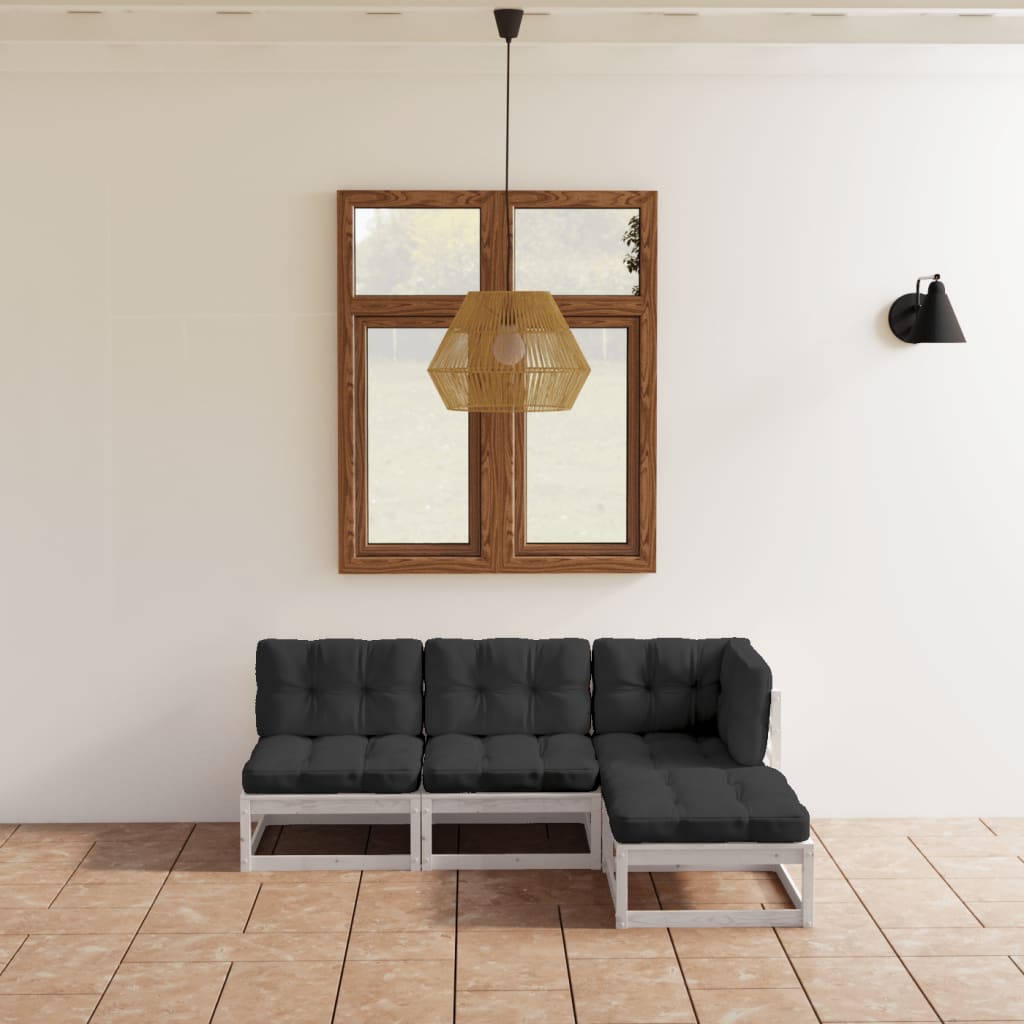 4-delige Loungeset met kussens massief grenenhout is nu te koop bij PeponiXL, paradijselijk wonen!