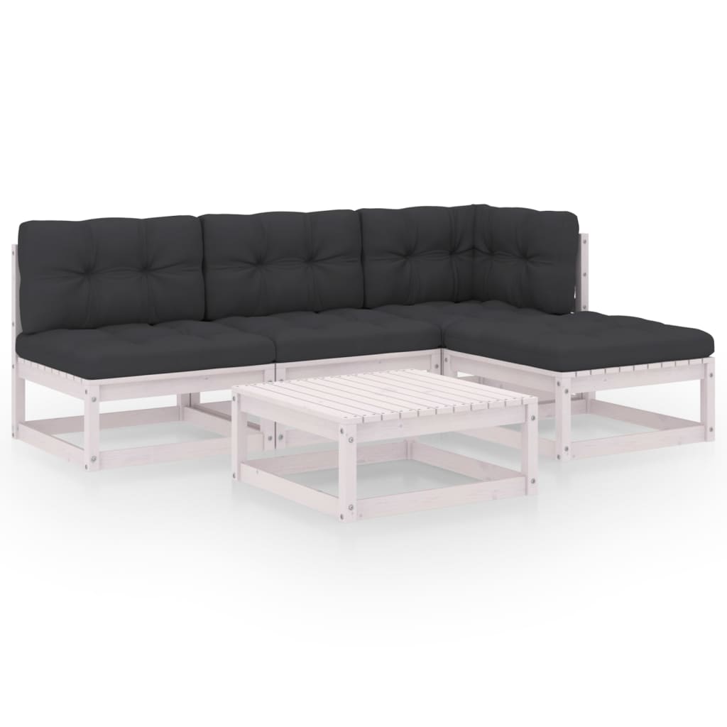 5-delige Loungeset met kussens massief grenenhout is nu te koop bij PeponiXL, paradijselijk wonen!