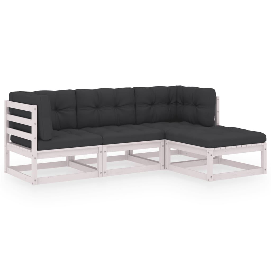 4-delige Loungeset met kussens massief grenenhout is nu te koop bij PeponiXL, paradijselijk wonen!