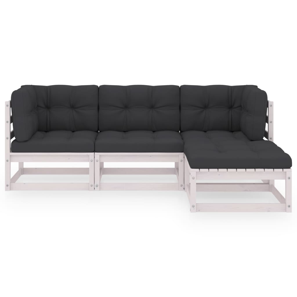 4-delige Loungeset met kussens massief grenenhout is nu te koop bij PeponiXL, paradijselijk wonen!