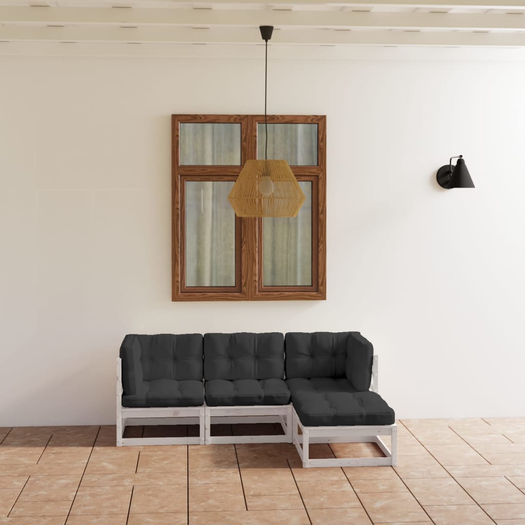 4-delige Loungeset met kussens massief grenenhout is nu te koop bij PeponiXL, paradijselijk wonen!