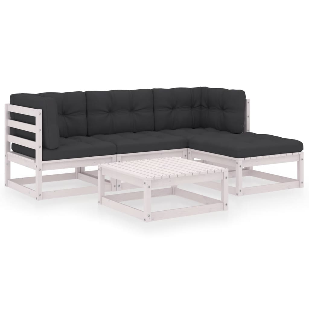 5-delige Loungeset met kussens massief grenenhout is nu te koop bij PeponiXL, paradijselijk wonen!