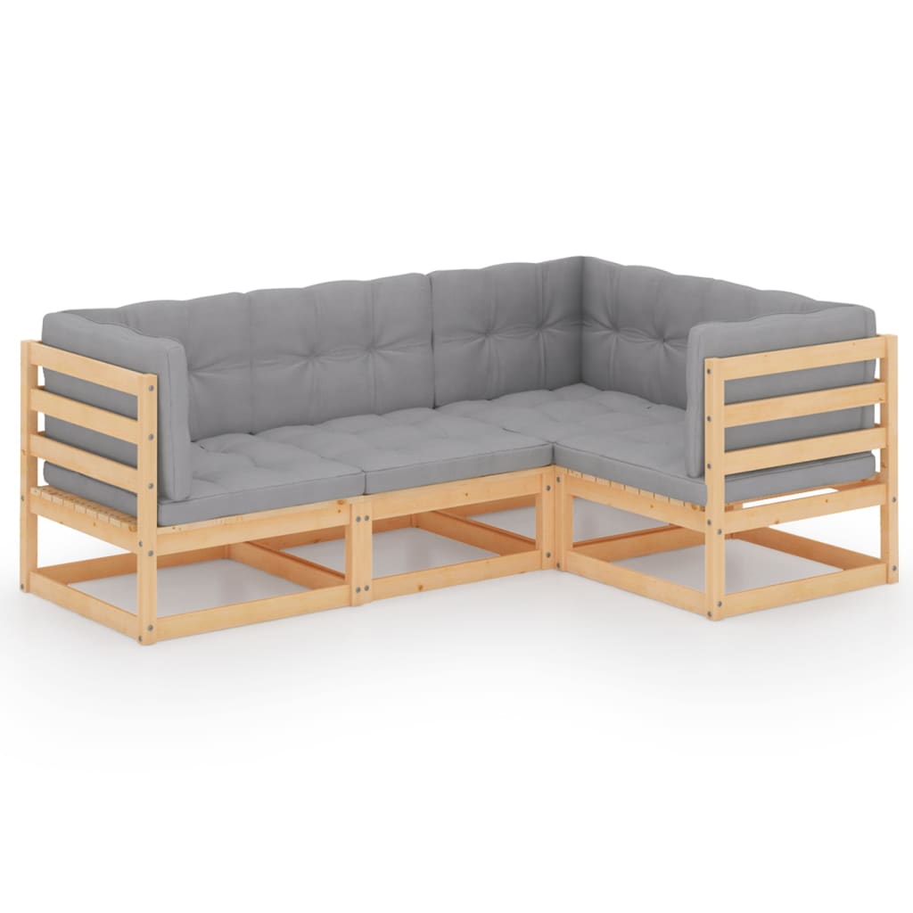 4-delige Loungeset met kussens massief grenenhout is nu te koop bij PeponiXL, paradijselijk wonen!
